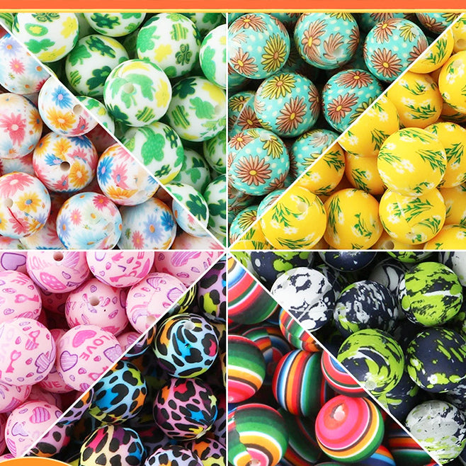 Wholesale Water Transfer Silicone Colorful Leopard Beads