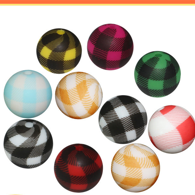 Wholesale 15mm Watermark Silicone Color Lattice Beads