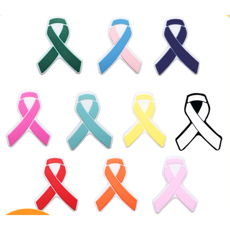 Wholesale Cartoon Ribbon Publicity Prntion Awareness Warning Badge Silicone Beads