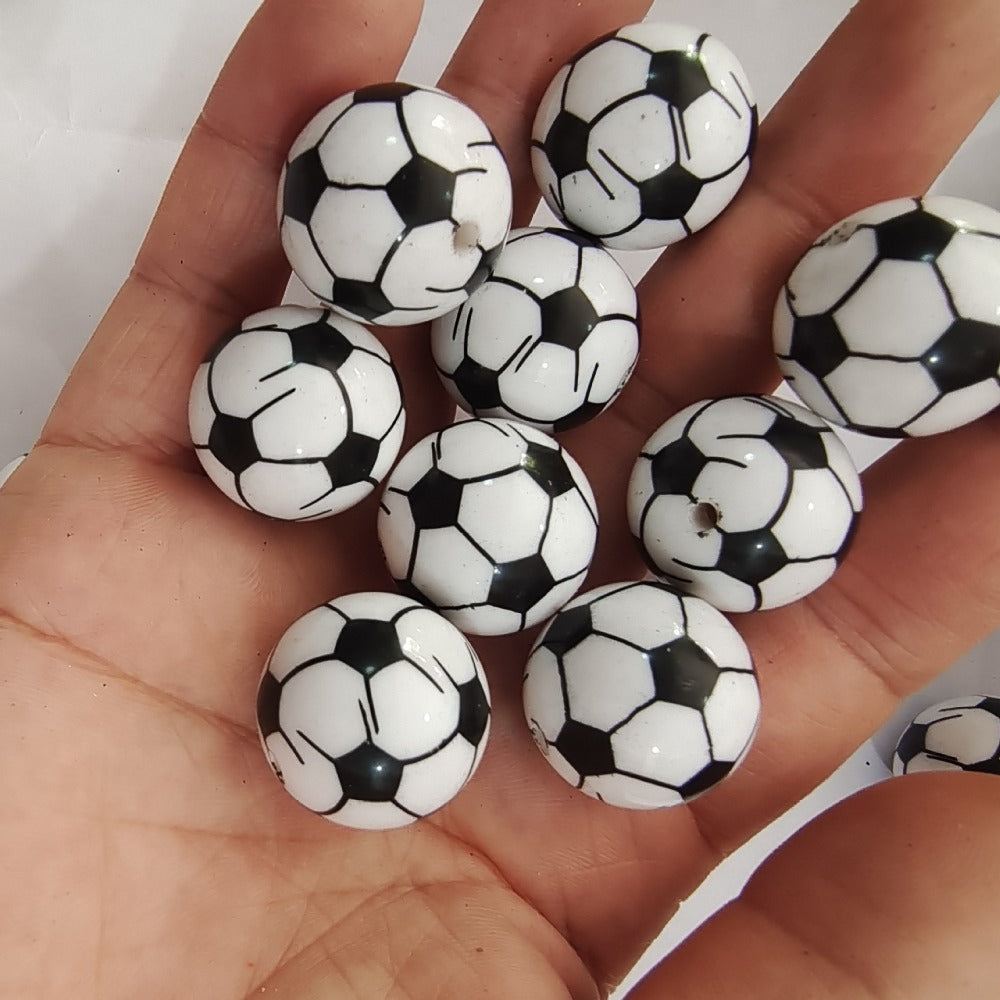 Wholesale 20MM Football Printed Beads