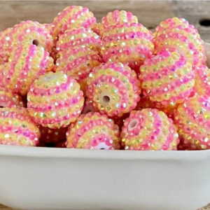 Wholesale 5PCS 20MM Rhinestone Resin Beads Bubblegum Beads