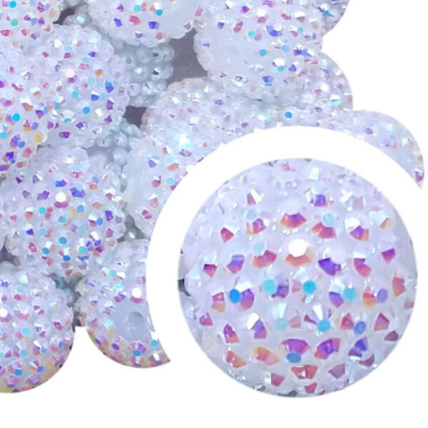 Wholesale 5PCS 20MM Resin Jelly White AB Diamond Beads