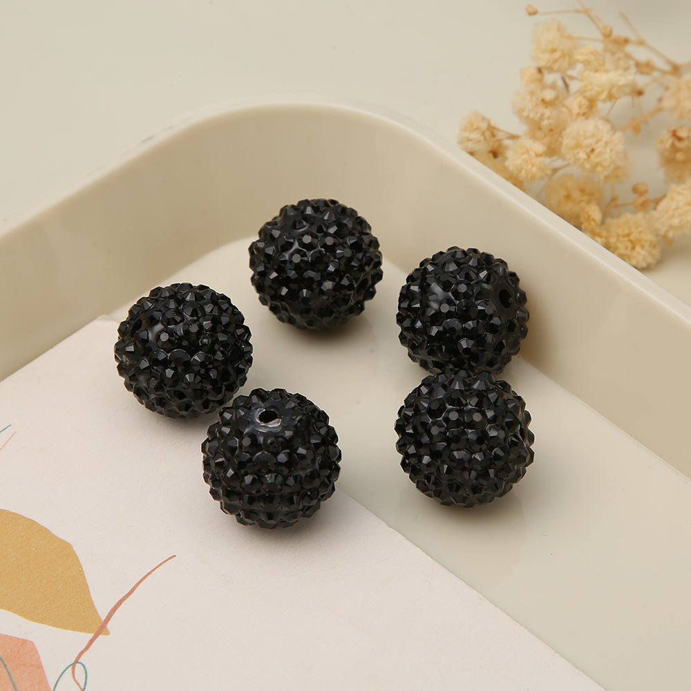 Wholesale 20MM Solid Color Black Rhinestone Beads Bubblegum Beads