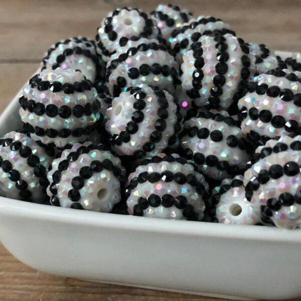 Wholesale  5pcs 20MM Resin Black and White Striped Diamond Balls