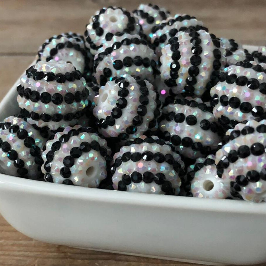 Wholesale 20MM Resin Black and White Striped Diamond Balls