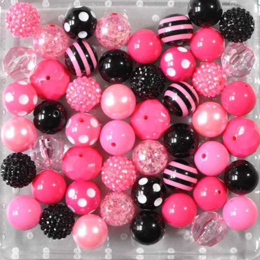 Wholesale Rose Red 20MM Acrylic Resin Beads Mixed Color Mixed Style Beaded Loose Beads Combination Chunky Beads