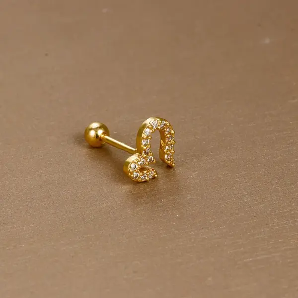 Wholesale 1 Piece Simple Style Heart Shape Crown Snake Plating Inlay Stainless Steel Zircon Cartilage Earrings