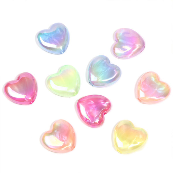 Wholesale New heart-shaped, colorful, open-hole beaded acrylic beads for DIY mobile phone chains, keychains, and jewelry accessories.