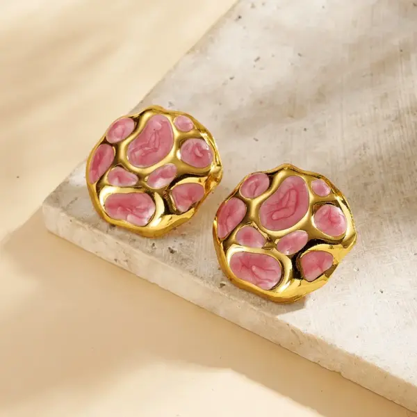 Wholesale INS Style Basic Model (Simple Style) Sweet Irregular Oil Drop 304 Stainless Steel No Inlay Material Water Plating Imitation Gold Women's Earrings Studs