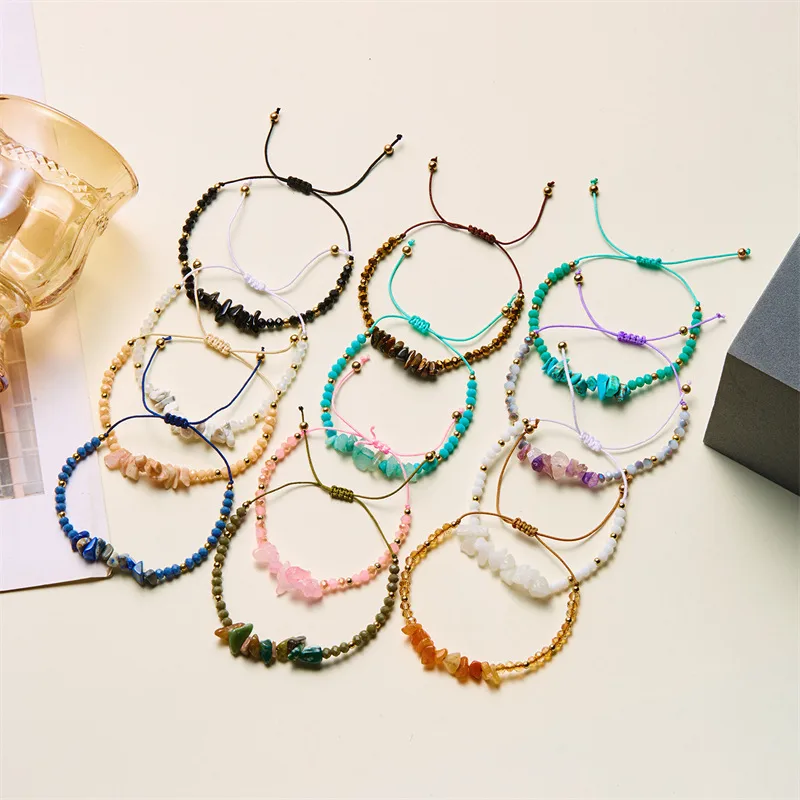 Wholesale Retro Irregular Natural Stone Rope Bracelets In Bulk