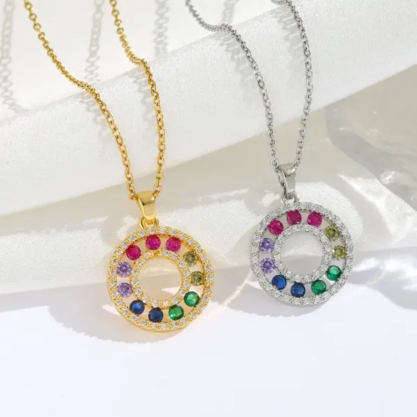 Wholesale Water Plating Vacuum Plating 18K Gold Plated Geometric Letter Flower Titanium Steel Modern Style Sweet Classic Style Titanium Steel Pendant Necklace