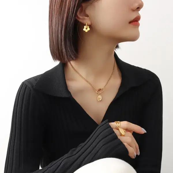 Wholesale PVD Coated Real Gold Plated 18K Gold Geometric 304 Stainless Steel Elegant Waterproof Non Tarnish Earrings