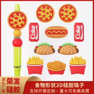 Wholesale 3D French Fry Silicone Beads Straight Hole DIY Beads