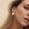 Wholesale PVD Coated Real Gold Plated 18K Gold Solid Color 201 Stainless Steel Simple Style Waterproof Non Tarnish Earrings