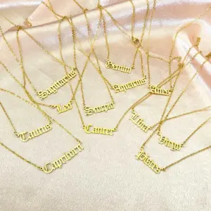 Wholesale Jewelry Retro Letter 201 Stainless Steel 18K Gold Plated Plating Stainless Steel Necklaces