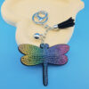 Wholesale 4pcs cute creative dragonfly pendant rhinestone keychain