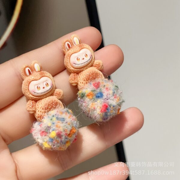 Wholesale Cute fluffy 925 silver needle earrings