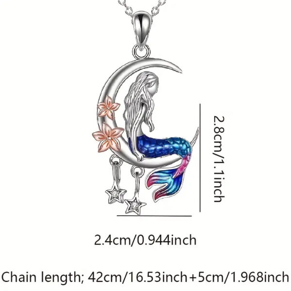 Wholesale Amazon cross-border new personalized mermaid star multi-color necklace European and American fashion Valentine's Day gift pendant