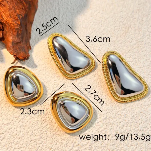 PVD Coated Real Gold Plated 18K Gold Color Block 304 Stainless Steel Elegant Classic Style Waterproof Non Tarnish Ear Studs