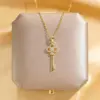 Wholesale Jewelry Glam Luxurious Solid Color 304 Stainless Steel Copper Diamond 18K Gold Plated Plating Inlay Pendant Necklace