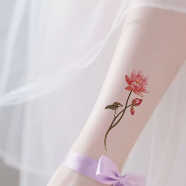 Wholesale Beautiful Lotus Tattoo Stickers, Colorfulful Ancient Style, High-End, High-Looking Ankle Waterproof and Long-Lasting Flower Tattoo Stickers for Collarbone