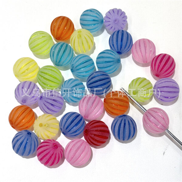 Wholesale Through-hole colored frosted pumpkin round beads