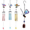Wholesale Cross-border hot wind chimes 3D butterfly iron crafts creative metal glass painted hanging ornaments manufacturers in stock