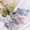 Wholesale DIY heavy-duty alloy rose and butterfly rhinestone beads with straight holes