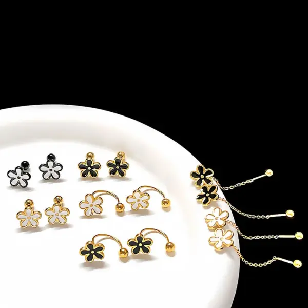 1 Piece Simple Style Flower Plating 304 Stainless Steel Drop Earrings Ear Studs
