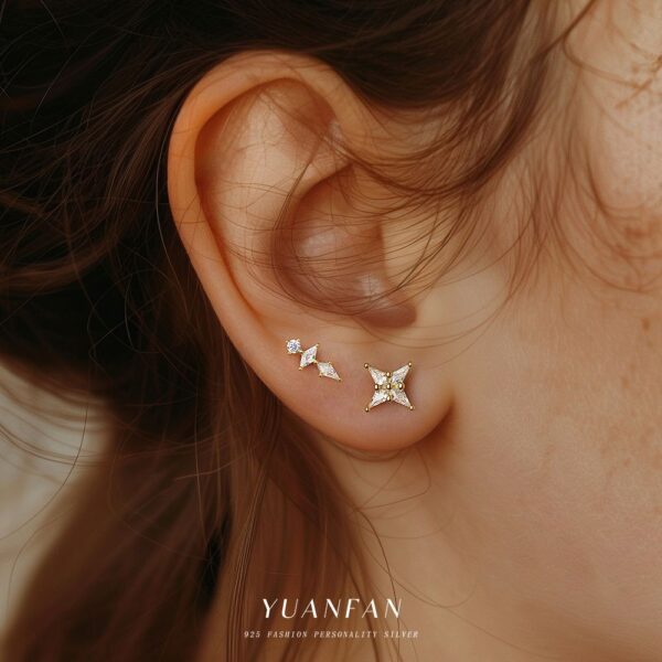 Wholesale Zircon round head earrings