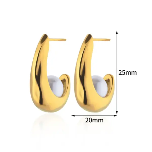Wholesale 304 Stainless Steel Copper Geometric Electroplating PVD Coated Artificial Pearls 18K Gold Plated 18K Gold Ear Studs
