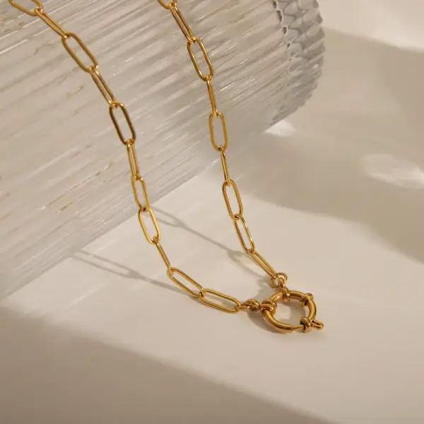 Wholesale Jewelry Casual Basic Commute Solid Color 304 Stainless Steel 18K Gold Plated Pendant Necklace