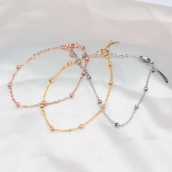 Wholesale Heart 304 Stainless Steel Titanium Steel Waterproof Non Tarnish No Inlaid PVD Coated Real Gold Plated 18K Gold Rose Gold Plated Unisex Anklet