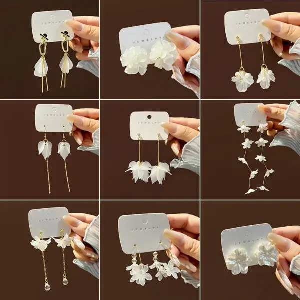 1 Pair Fashion Flower Plating Alloy Artificial Pearls Drop Earrings
