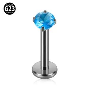 Sea Blue round Zircon (3mm) / 1.2x8mm