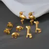Wholesale PVD Coated Real Gold Plated Animal Moon Flower 304 Stainless Steel Simple Style Waterproof Non Tarnish Ear Studs