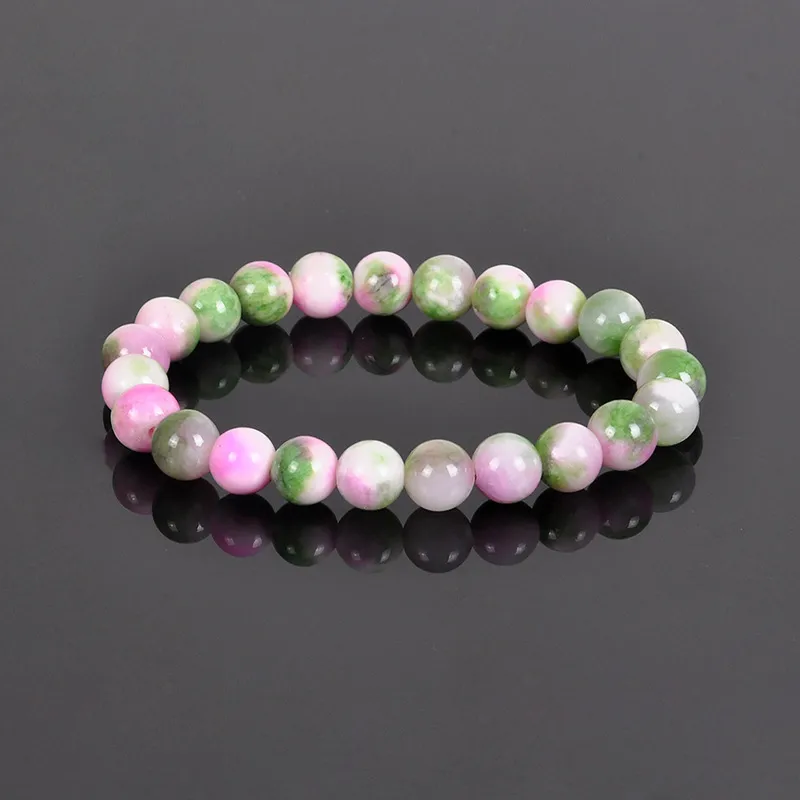 Wholesale Simple Style Round Natural Stone Elastic String Woven Chain Bracelets In Bulk