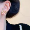 Wholesale Fashion Butterfly Bow Knot Copper Inlaid Zircon Artificial Pearls Earrings 1 Pair