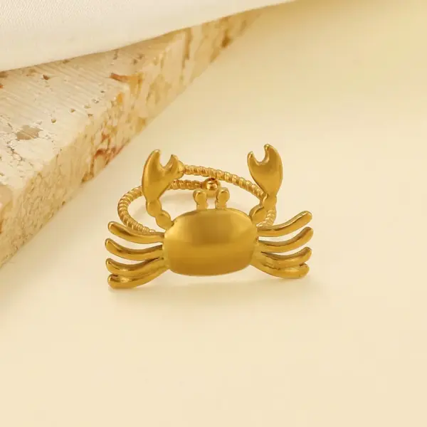 Ion Plating (IP) Tortoise Starfish Shell 304 Stainless Steel Hawaiian Beach Tropical Waterproof Non Tarnish Open Rings