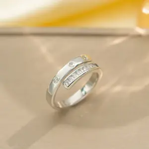 J124 Silver Double Row plus and minus Ring