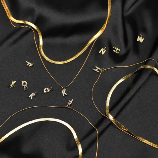 Wholesale Water Plating Vacuum Plating 18K Gold Plated Letter Titanium Steel Brass Fashion 304 Stainless Steel Layered Necklaces
