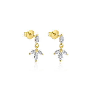 E4816-gold/pair of three leaves / 925 silver