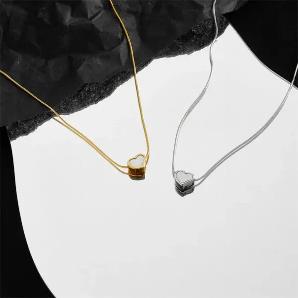 Wholesale [Whole Body Titanium Steel] Three-Dimensional Peach Heart Titanium Steel Necklace Simple Fashion Necklace