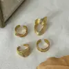 Wholesale PVD Coated 18K Gold Real Gold Plated Solid Color 304 Stainless Steel Casual Waterproof Non Tarnish Open Ring