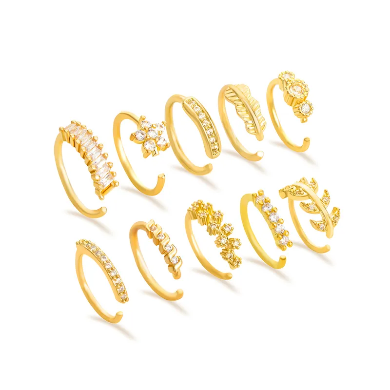 Wholesale 1 Piece Nose Rings & Studs Simple Style Geometric Heart Shape Alloy Plating Inlay Rhinestones Nose Rings & Studs Nose Pin