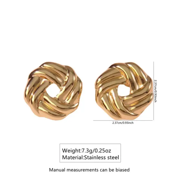 Wholesale 1 Pair Elegant Simple Style Commute Round Hollow Out 304 Stainless Steel Imitation Gold Electroplating Ear Studs