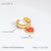 Wholesale PVD Coated Real Gold Plated Cherry Heart Shape Eye 304 Stainless Steel Cute Waterproof Non Tarnish Charm Rings Open Rings