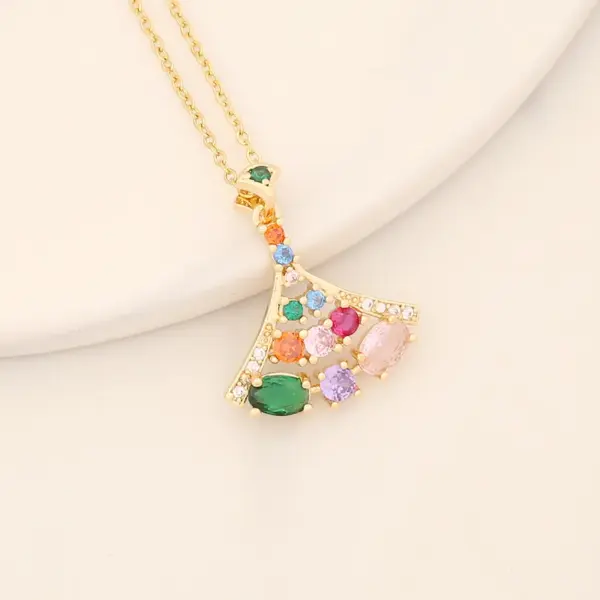 Wholesale Romantic Sweet Commute Heart Shape Flower Copper Plating Inlay 18K Gold Plated Zircon Pendant Necklace