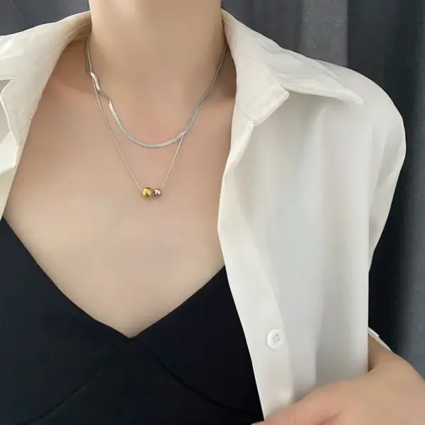 Vacuum Plating Real Gold Plated 18K Gold Gold Plating Silver Plated Round 304 Stainless Steel INS Style Waterproof Non Tarnish Titanium Steel Layered Necklaces