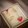Wholesale PVD Coated 18K Gold Plated Heart Shape 304 Stainless Steel Basic Waterproof Non Tarnish Dangling Earrings